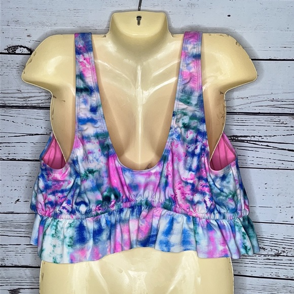 Decree NWT Size 3X Blue & Pink Tie Dye Print Bathing Suit Bikini Swim Top - Picture 5 of 6